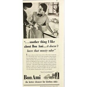 Bon Ami "the better cleanser for kitchen sinks" Vintage Print Ad 1936
